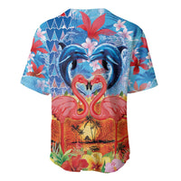 Hawaiian Love-Couple Dolphins and Flamingos Baseball Jersey - Polynesian Pride