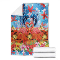 Hawaiian Love-Couple Dolphins and Flamingos Blanket - Polynesian Pride