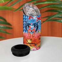 Hawaiian Love-Couple Dolphins and Flamingos 4 in 1 Can Cooler Tumbler - Polynesian Pride