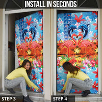 Hawaiian Love-Couple Dolphins and Flamingos Door Cover - Polynesian Pride