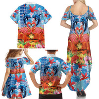 Hawaiian Love-Couple Dolphins and Flamingos Family Matching Summer Maxi Dress and Hawaiian Shirt - Polynesian Pride