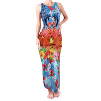Hawaiian Love-Couple Dolphins and Flamingos Family Matching Tank Maxi Dress and Hawaiian Shirt - Polynesian Pride
