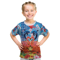 Hawaiian Love-Couple Dolphins and Flamingos Kid T Shirt - Polynesian Pride