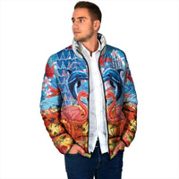 Hawaiian Love-Couple Dolphins and Flamingos Padded Jacket - Polynesian Pride