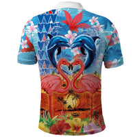 Hawaiian Love-Couple Dolphins and Flamingos Polo Shirt - Polynesian Pride