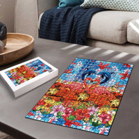 Hawaiian Love-Couple Dolphins and Flamingos Puzzle - Polynesian Pride