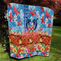 Hawaiian Love-Couple Dolphins and Flamingos Quilt - Polynesian Pride