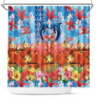 Hawaiian Love-Couple Dolphins and Flamingos Shower Curtain - Polynesian Pride
