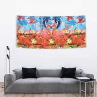 Hawaiian Love-Couple Dolphins and Flamingos Tapestry - Polynesian Pride