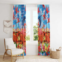 Hawaiian Love-Couple Dolphins and Flamingos Window Curtain - Polynesian Pride