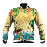 Hawaiian Alohawaii Baseball Jacket Tropical Plants and Animals on The Beach - Polynesian Pride