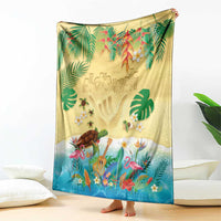 Hawaiian Alohawaii Blanket Tropical Plants and Animals on The Beach - Polynesian Pride
