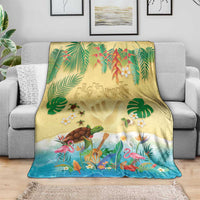 Hawaiian Alohawaii Blanket Tropical Plants and Animals on The Beach - Polynesian Pride