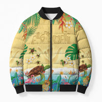 Hawaiian Alohawaii Bomber Puffer Jacket Tropical Plants and Animals on The Beach - Polynesian Pride
