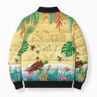 Hawaiian Alohawaii Bomber Puffer Jacket Tropical Plants and Animals on The Beach - Polynesian Pride