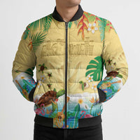Hawaiian Alohawaii Bomber Puffer Jacket Tropical Plants and Animals on The Beach - Polynesian Pride