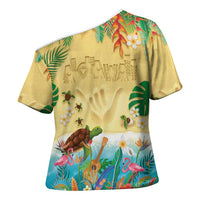 Hawaiian Alohawaii Cross Shoulder Shirt Tropical Plants and Animals on The Beach - Polynesian Pride