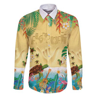 Hawaiian Alohawaii Family Matching Long Sleeve Bodycon Dress and Hawaiian Shirt Tropical Plants and Animals on The Beach - Polynesian Pride