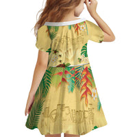 Hawaiian Alohawaii Family Matching Off Shoulder Short Dress and Hawaiian Shirt Tropical Plants and Animals on The Beach - Polynesian Pride