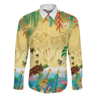 Hawaiian Alohawaii Family Matching Off Shoulder Short Dress and Hawaiian Shirt Tropical Plants and Animals on The Beach - Polynesian Pride