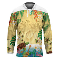 Hawaiian Alohawaii Hockey Jersey Tropical Plants and Animals on The Beach - Polynesian Pride