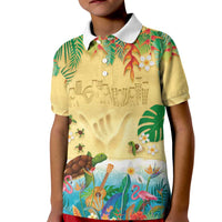 Hawaiian Alohawaii Kid Polo Shirt Tropical Plants and Animals on The Beach - Polynesian Pride