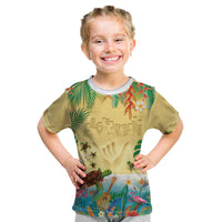 Hawaiian Alohawaii Kid T Shirt Tropical Plants and Animals on The Beach - Polynesian Pride