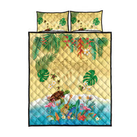 Hawaiian Alohawaii Quilt Bed Set Tropical Plants and Animals on The Beach - Polynesian Pride