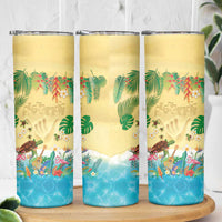 Hawaiian Alohawaii Skinny Tumbler Tropical Plants and Animals on The Beach - Polynesian Pride