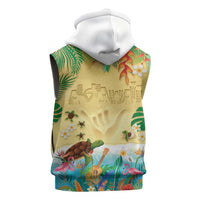 Hawaiian Alohawaii Sleeveless Hoodie Tropical Plants and Animals on The Beach - Polynesian Pride