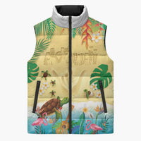 Hawaiian Alohawaii Sleeveless Puffer Jacket Tropical Plants and Animals on The Beach - Polynesian Pride