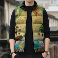 Hawaiian Alohawaii Sleeveless Puffer Jacket Tropical Plants and Animals on The Beach - Polynesian Pride