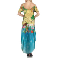 Hawaiian Alohawaii Summer Maxi Dress Tropical Plants and Animals on The Beach - Polynesian Pride