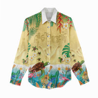 Hawaiian Alohawaii Women Casual Shirt Tropical Plants and Animals on The Beach - Polynesian Pride
