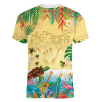 Hawaiian Alohawaii Women V-Neck T-Shirt Tropical Plants and Animals on The Beach - Polynesian Pride