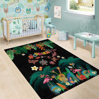 Hawaiian Alohawaii Area Rug Tribal Sea Animals Tattoo and Tropical Plants - Polynesian Pride