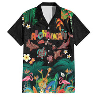 Hawaiian Alohawaii Family Matching Tank Maxi Dress and Hawaiian Shirt Tribal Sea Animals Tattoo and Tropical Plants LT03 Dad's Shirt - Short Sleeve Black - Polynesian Pride