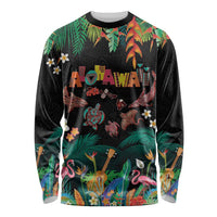 Hawaiian Alohawaii Long Sleeve Shirt Tribal Sea Animals Tattoo and Tropical Plants - Polynesian Pride