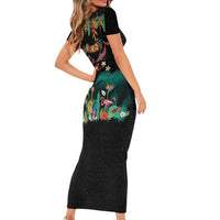 Hawaiian Alohawaii Short Sleeve Bodycon Dress Tribal Sea Animals Tattoo and Tropical Plants LT03 - Polynesian Pride