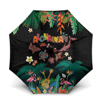 Hawaiian Alohawaii Umbrella Tribal Sea Animals Tattoo and Tropical Plants - Polynesian Pride
