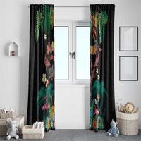 Hawaiian Alohawaii Window Curtain Tribal Sea Animals Tattoo and Tropical Plants - Polynesian Pride