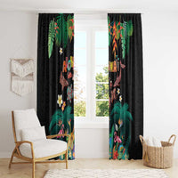 Hawaiian Alohawaii Window Curtain Tribal Sea Animals Tattoo and Tropical Plants - Polynesian Pride