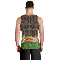 Hawaiian Hula Costume Men Tank Top Tribal Tattoo and Tropical Plants Skirt - Polynesian Pride