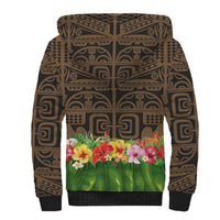 Hawaiian Hula Costume Sherpa Hoodie Tribal Tattoo and Tropical Plants Skirt - Polynesian Pride