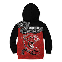 Personalised Aotearoa Toitu Te Tiriti Kid Hoodie Taniwha Tribal Motifs
