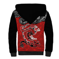Personalised Aotearoa Toitu Te Tiriti Sherpa Hoodie Taniwha Tribal Motifs