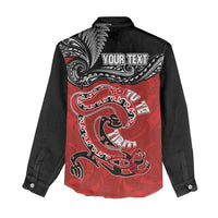 Personalised Aotearoa Toitu Te Tiriti Women Casual Shirt Taniwha Tribal Motifs