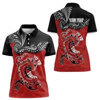 Personalised Aotearoa Toitu Te Tiriti Women Polo Shirt Taniwha Tribal Motifs