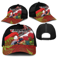 Aotearoa Toitu Te Tiriti Baseball Net Cap Waitangi-Honour The Treaty NZ Tuatara and Plants