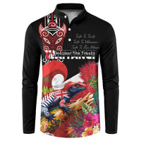 Aotearoa Toitu Te Tiriti Button Sweatshirt Waitangi-Honour The Treaty NZ Tuatara and Plants